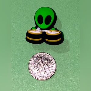 (10 for $15) Green Alien playing the Drums Crocs Shoes Charms